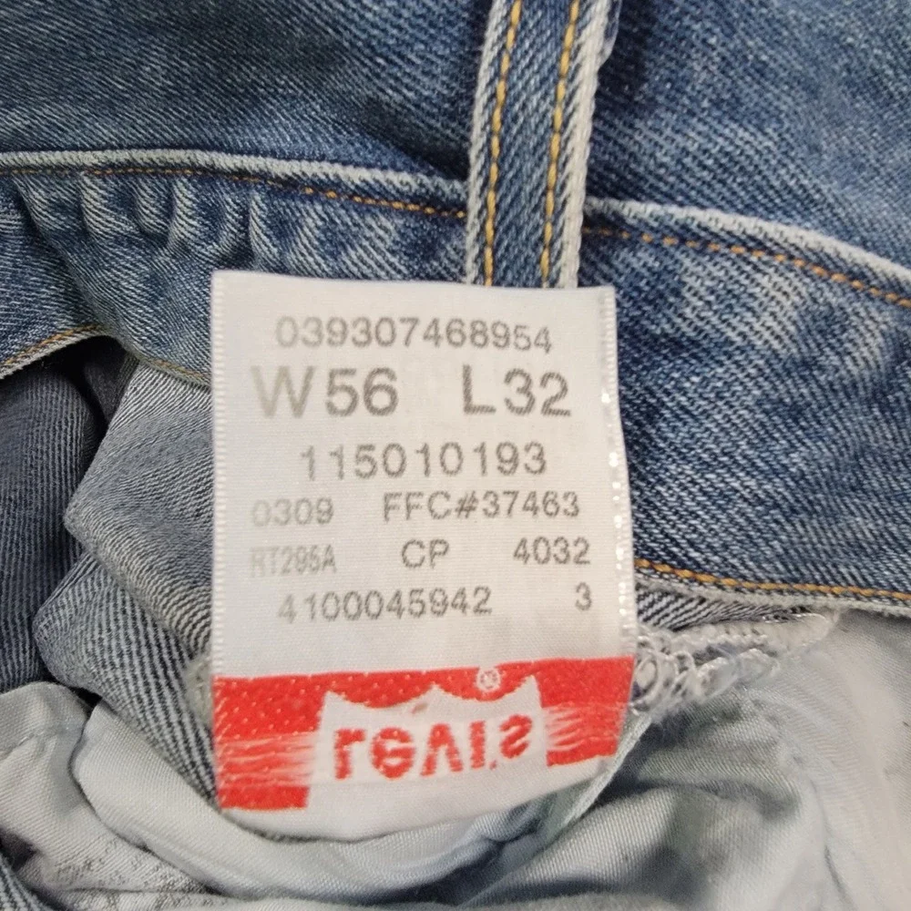Levis 501 XX Jeans Mens 56x32 Blue Solid Straight Fit Cotton Button Fly Vintage